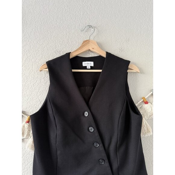 Evereve Cora Asymmetrical Black Sleeveless Vest Minimalist Academia Preppy L - Picture 3 of 7